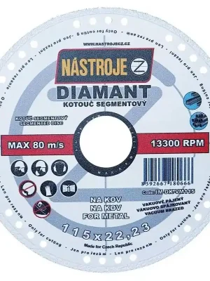 Kotouč diamantový chladící segmenty 115x1,4x22 mm na kov