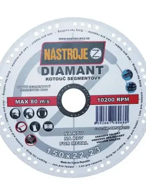 Kotouč diamantový chladící segmenty 150x1,8x22 mm na kov