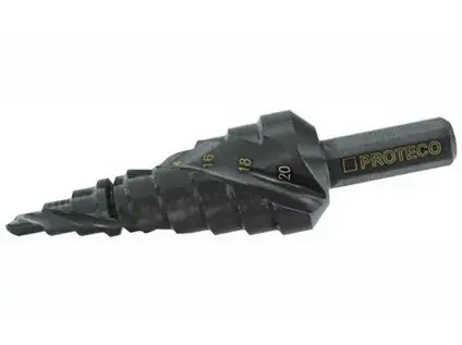 vrták stupňovitý 6-38 TiAlN spirál.drážka, lamač třísek,krok2-4mm