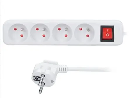 4z prodlužovací přívod, 5m, 3 x 1mm2, bílý,vypinač /PP33/