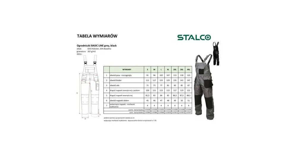 Kalhoty montérkové, lacl, BASIC LINE, L/52, STALCO