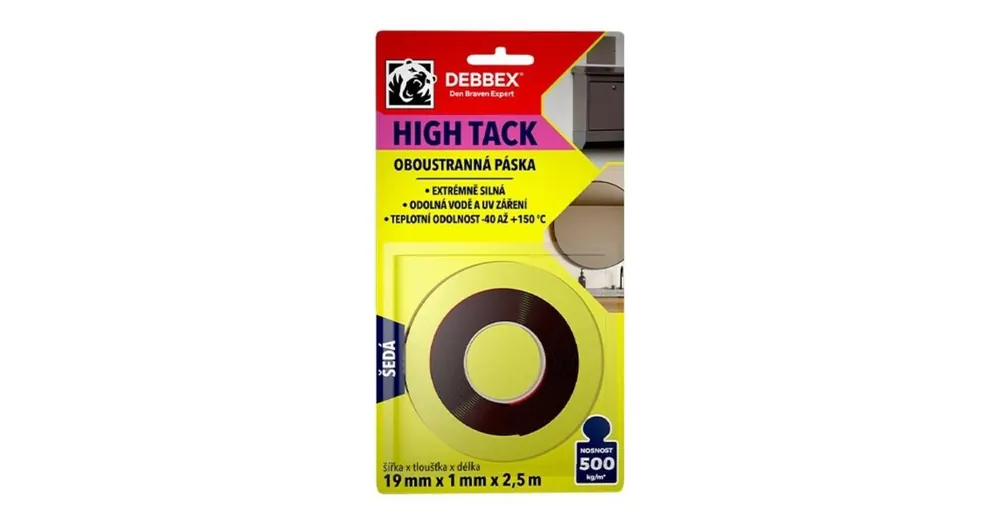Páska oboustranná, šedá HIGH TACK DEBBEX 19 x 1mm x 2,5m