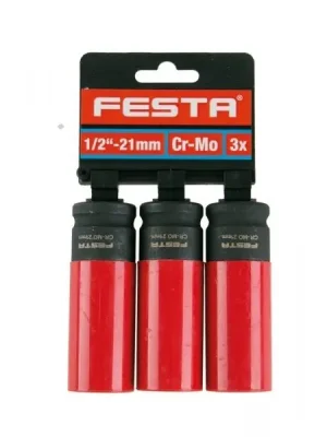 Nástavec 1/2" 21mm prodloužený kovaný - plast 3ks FESTA