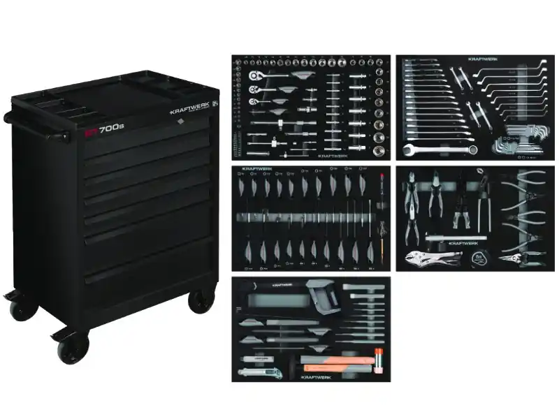 Dílenský vozík BT700 7 zásuvek + nářadí 5 modulů 194ks COMPLETO EVA Basic Line