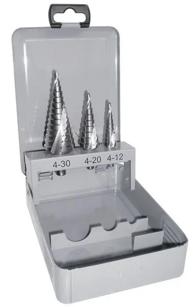 AKCE KW Sada vrtáků stupňovitých 4-12mm / 4-20mm / 4-30mm cobaltové HSS-Co 3ks PROFI Line