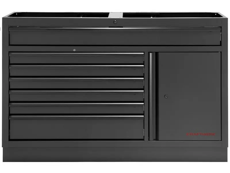 Dílenská skříň spodní 7 zásuvek, 1 dveře, 1 police, 1360x458x910mm MOBILIO BLACK dílenský nábytek