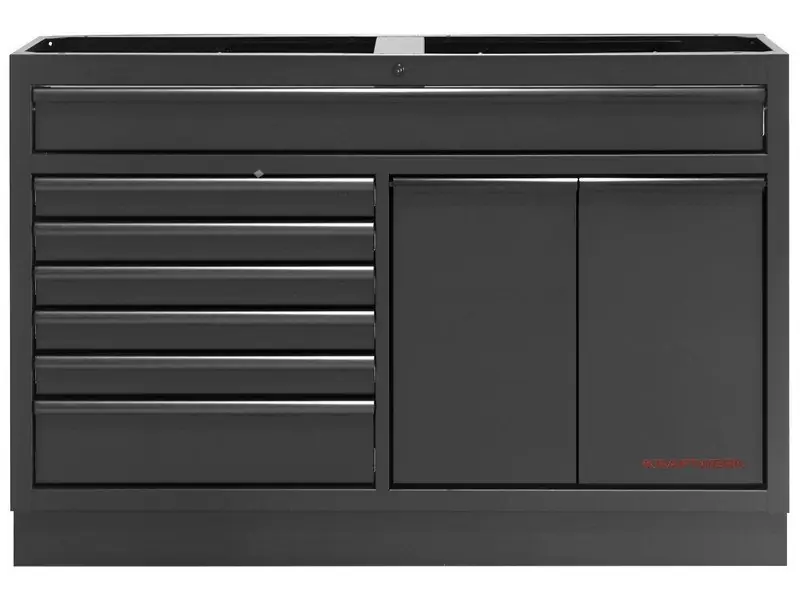 Dílenská skříň spodní 7 zásuvek, 2 dveře 1360x458x910mm MOBILIO BLACK dílenský nábytek