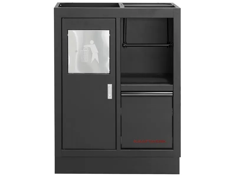 Dílenská skříň spodní, 1 zásuvka, odpadkový koš 680x458x910mm MOBILIO BLACK dílenský nábytek