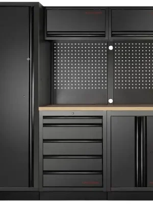 Dílenská stěna 1960x721x2000mm, deska Multiplex EXTRA HLUBOKÁ MOBILIO BLACK dílenský nábytek