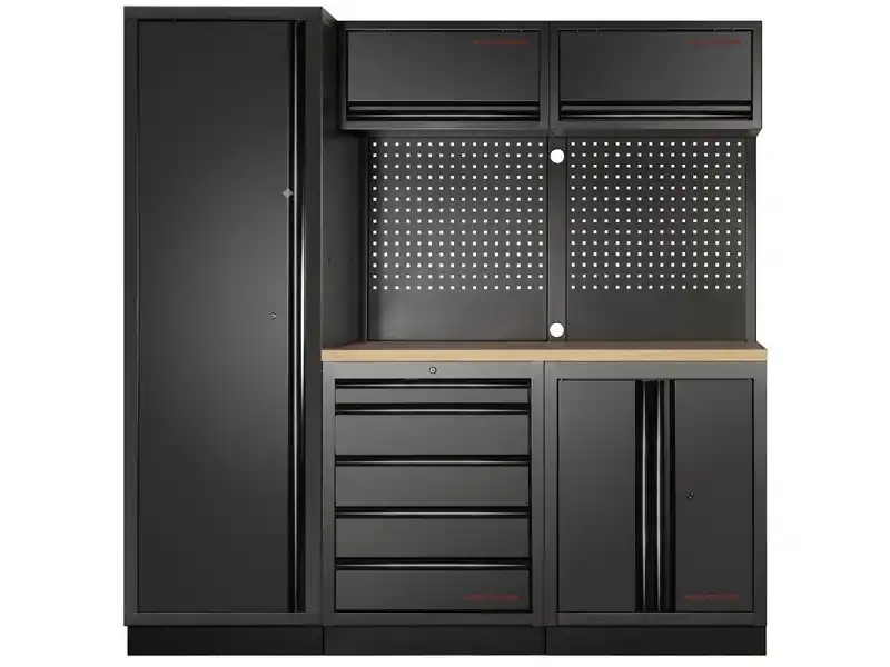 Dílenská stěna 1960x721x2000mm, deska Multiplex EXTRA HLUBOKÁ MOBILIO BLACK dílenský nábytek