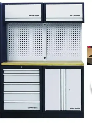 Dílenská stěna 1960x721x2000mm, deska Multiplex EXTRA HLUBOKÁ MOBILIO GREY dílenský nábytek