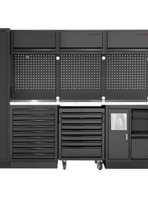 Dílenská stěna 3635x488x2000mm, SANITARY, deska NEREZ MOBILIO BLACK dílenský nábytek