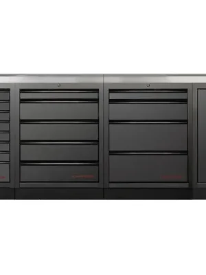 Dílenský stůl 2720x458x948mm 2 dveře + 17 zásuvek, deska NEREZ MOBILIO BLACK dílenský nábytek