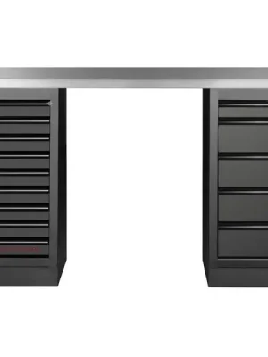 Dílenský stůl 2040x458x948mm, 14 zásuvek, deska NEREZ MOBILIO BLACK dílenský nábytek