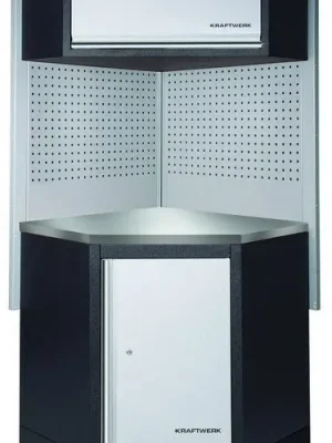 AKCE KW Dílenská stěna rohová 894/894x488x2000mm, deska NEREZ MOBILIO GREY dílenský nábytek