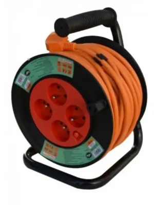 Kabel prodlužovací 50m + naviják 4 zásuvky 16A/230V max. 1000/3000W
