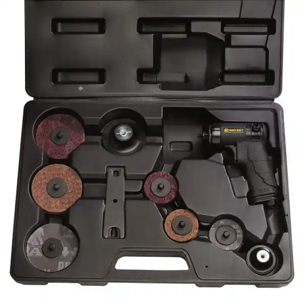 Pneumatická leštička mini 50/75mm 15000mm s příslušenstvím RC7681 - kufr