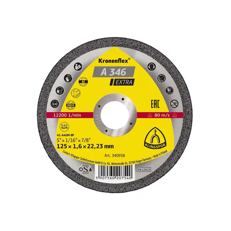 Kotouč řezný na ocel A 346 EXTRA 125x1,6x22,2 mm KLINGSPOR