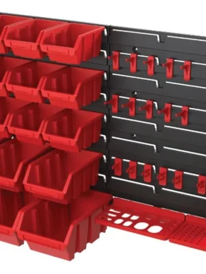 Nástěnný regál s boxy a háčky QBRICK