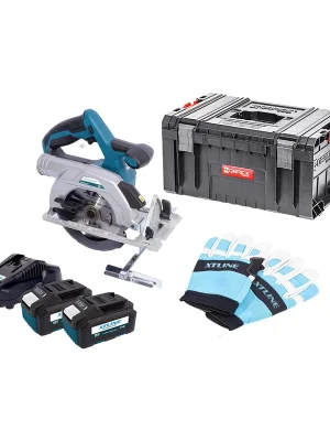 Aku kotoučová pila bezuhlíková 18 V /165 mm + 2 baterie 5.0 Ah + nabíječka 3.5 A + box XTLINE