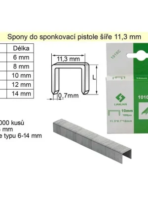 Spony do sponkovačky šíře 11,3 mm hranaté délka 10 mm balení 1000 kusů