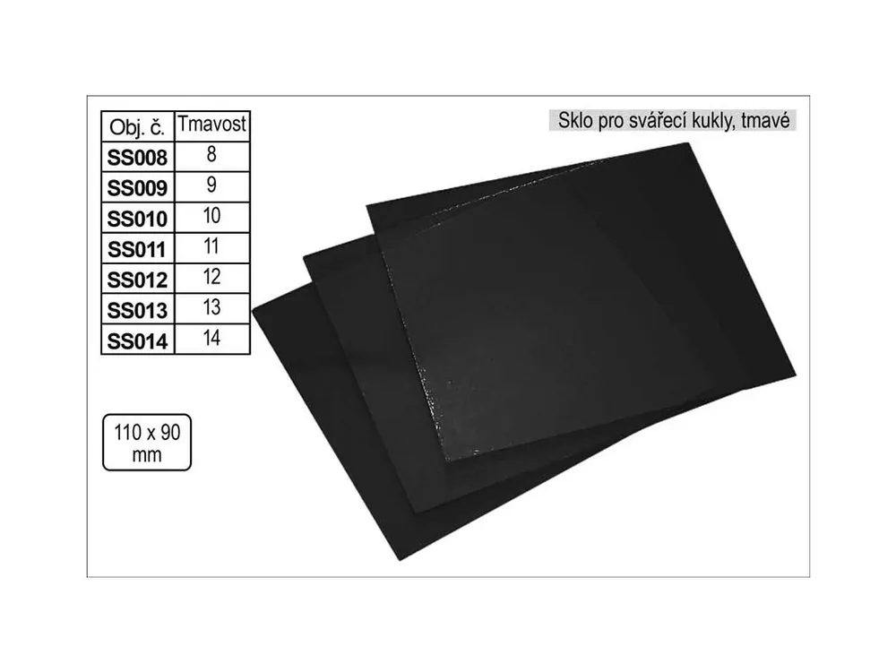 Sklo svářecí tmavé rozměr 110x90mm tmavost č. 8