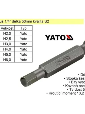 Bit Imbus H2x50mm 1/4' Yato