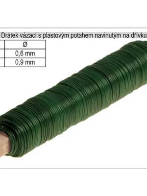 Drátek vázací s PVC potahem 0,6mm délka 30m na dřívku