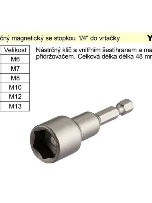 Klíč nástavec nástrčný M7 magnetický se stopkou 1/4" do vrtačky