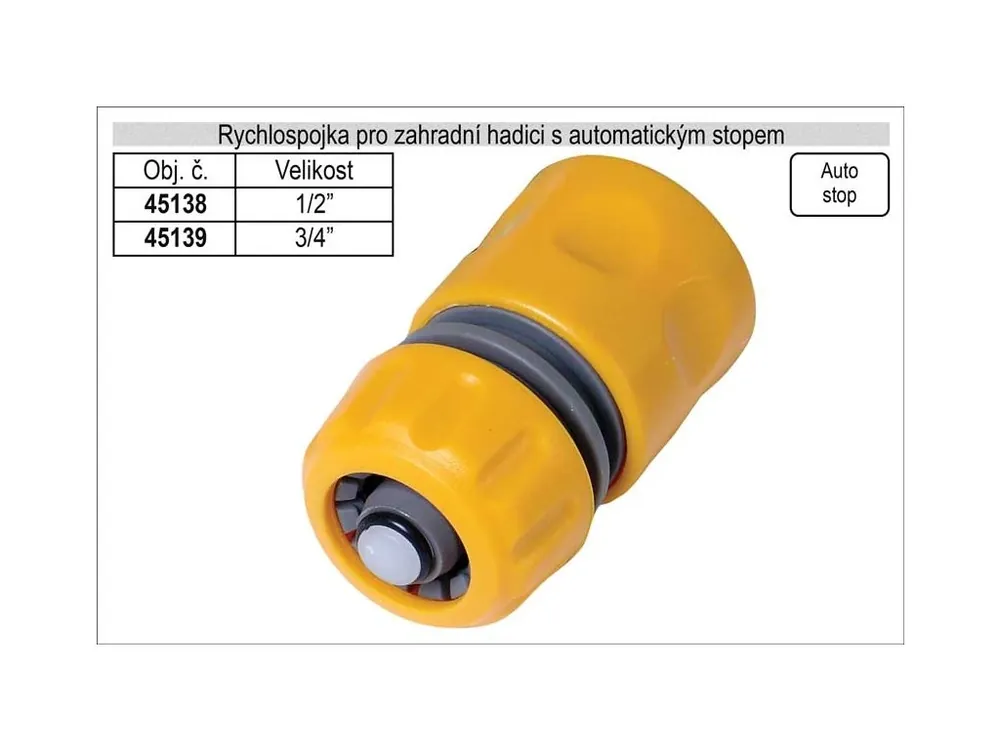 Rychlospojka pro zahradní hadici 1/2" s automatickým Stopem