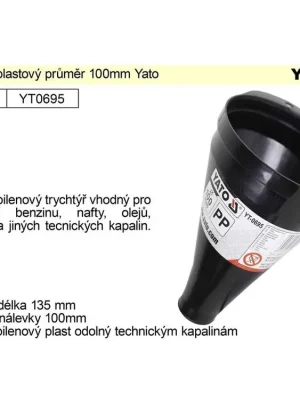 Trychtýř plastový průměr 100mm Yato