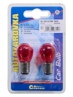 Žárovka 12V P21/5W 21/5W BaY15d RED blister 2ks