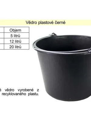 Vědro plastové černé 12 L