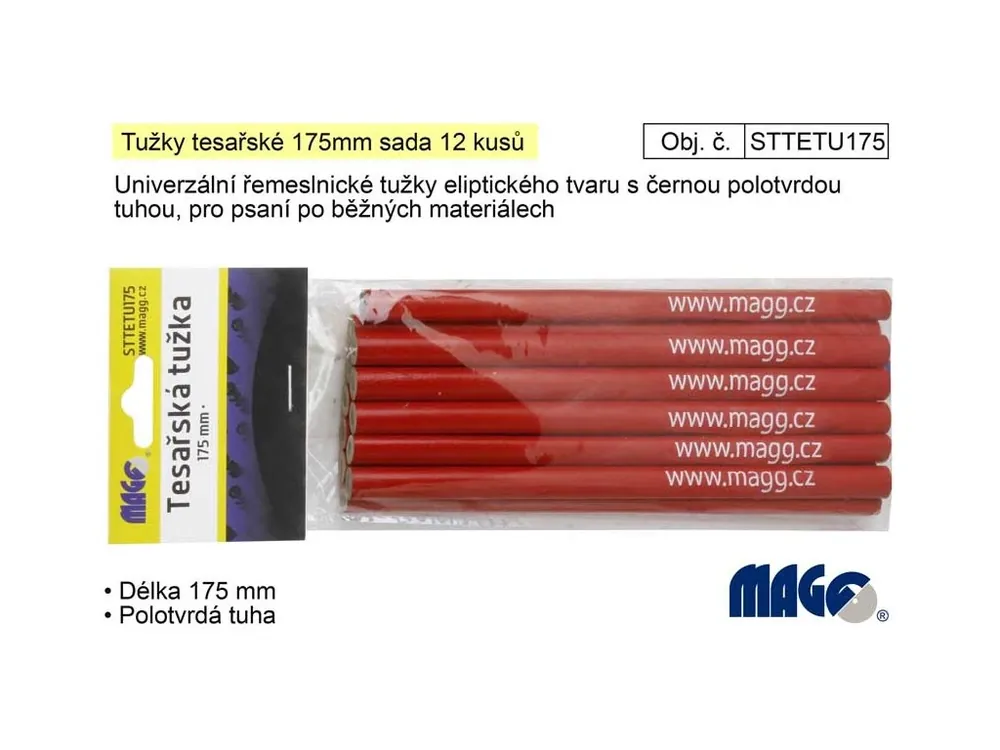 Tužky tesařské 175mm sada 12 kusů