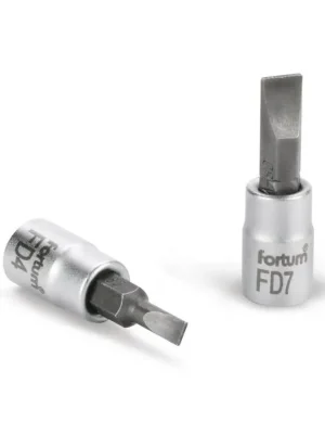 hlavice zástrčná šroubovák plochý, 1/4", 4mm, L 37mm, CrV/S2, FD4, FORTUM