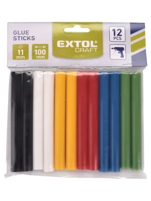 EXTOL Tavné lepící tyčinky barevné rozměr 11x100mm balení 12 kusů 9909