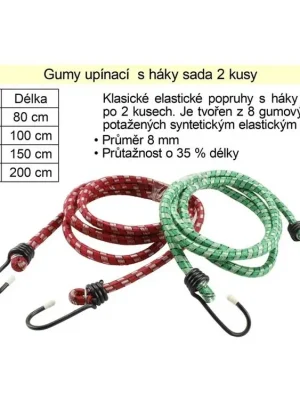 Gumy upínací 100 cm, 8 mm, sada 2 kusy