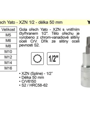 Gola ořech XZN M6 1/2" YT-7733