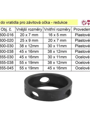 Pouzdro do vratidla pro závitová očka - redukce 20 / 16mm