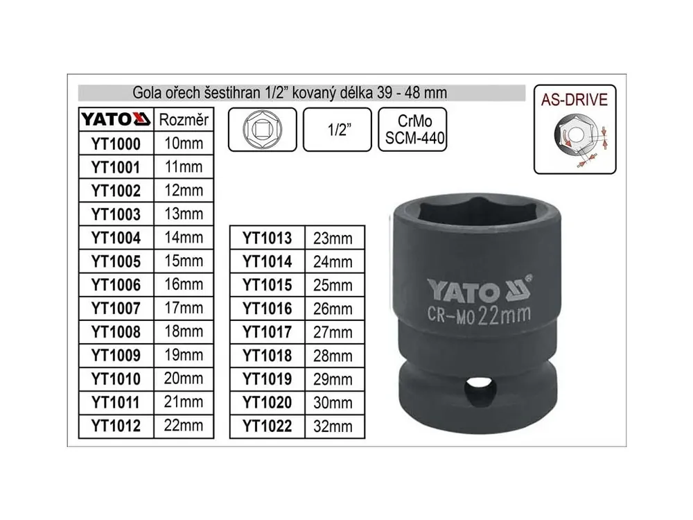 Gola ořech šestihran 1/2" kovaný 14mm