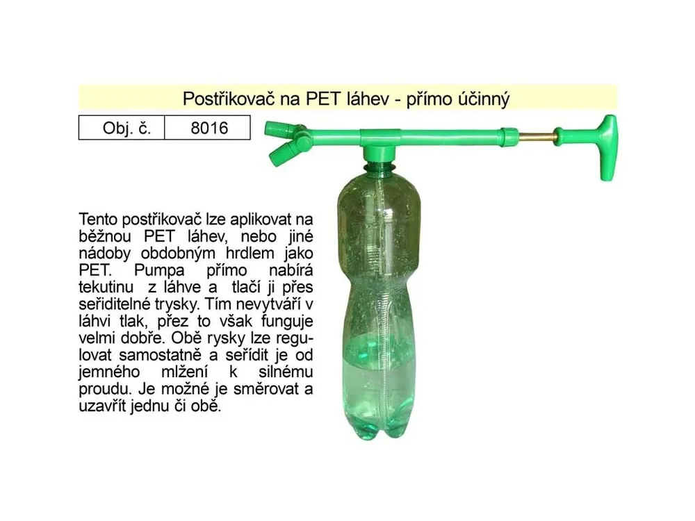 Postřikovač na PET lahev přímoúčinný