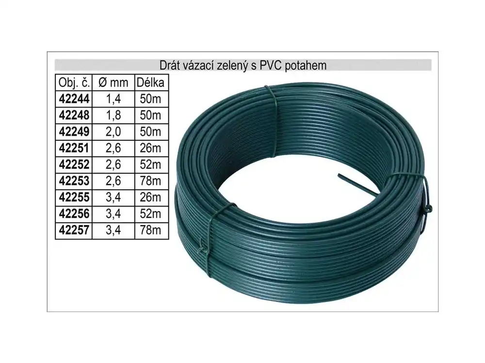 Drát napínací s PVC potahem 2,0mm délka 50m