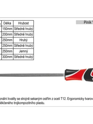 Pilník YATO kulatý délka 200mm středně hrubý