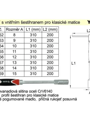 Klíč nástrčný 10 mm s rukojetí typ "T"