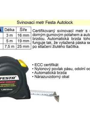 Metr svinovací Festa Autolock délka 7,5 m