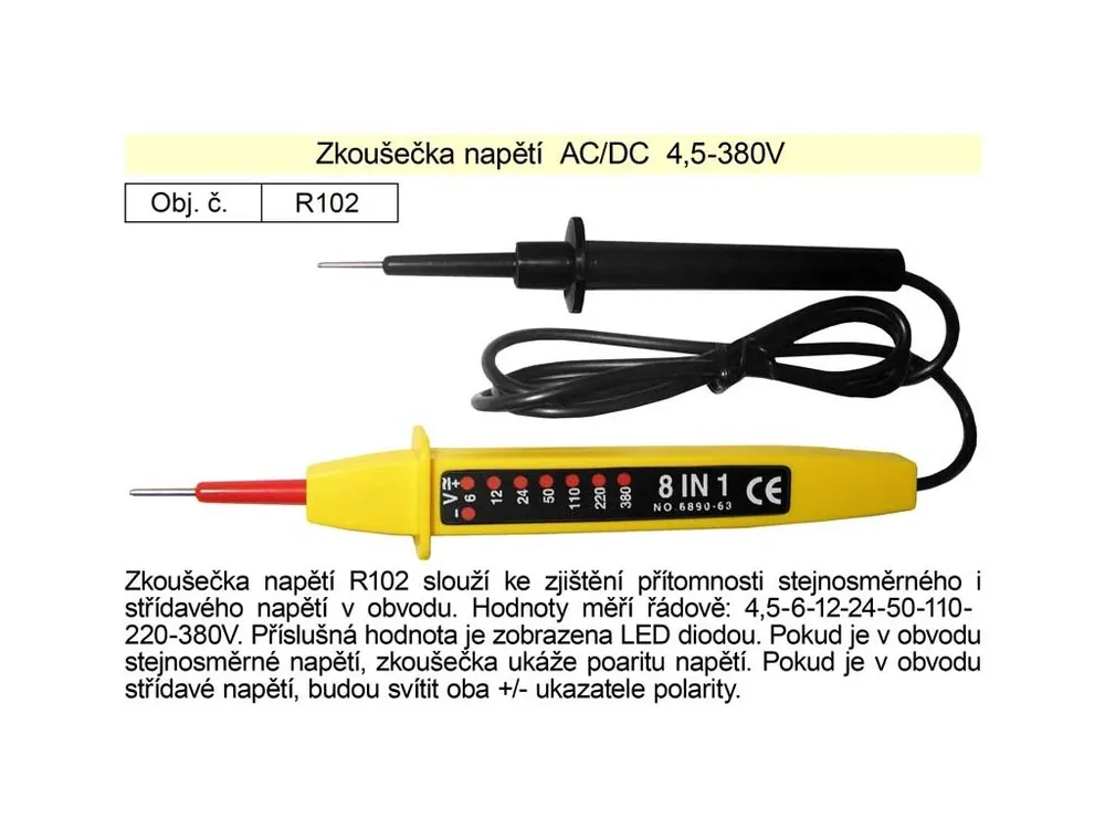 Zkoušečka napětí AC/DC 4,5-380V