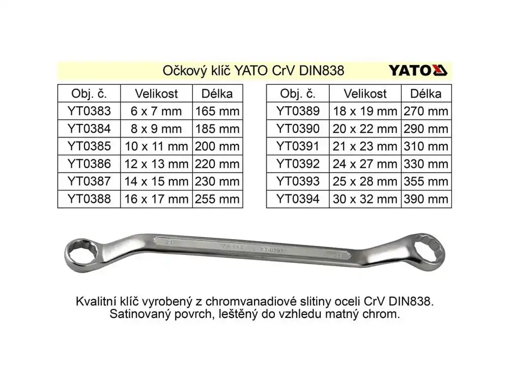 Očkový klíč Yato 18x19mm CrV