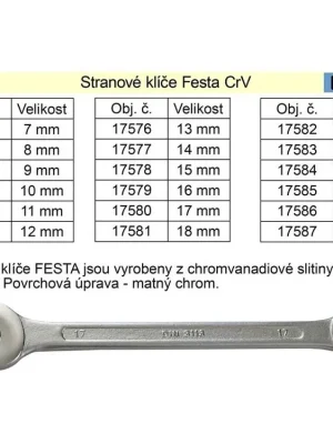 Očkoplochý klíč FESTA 24mm CrV