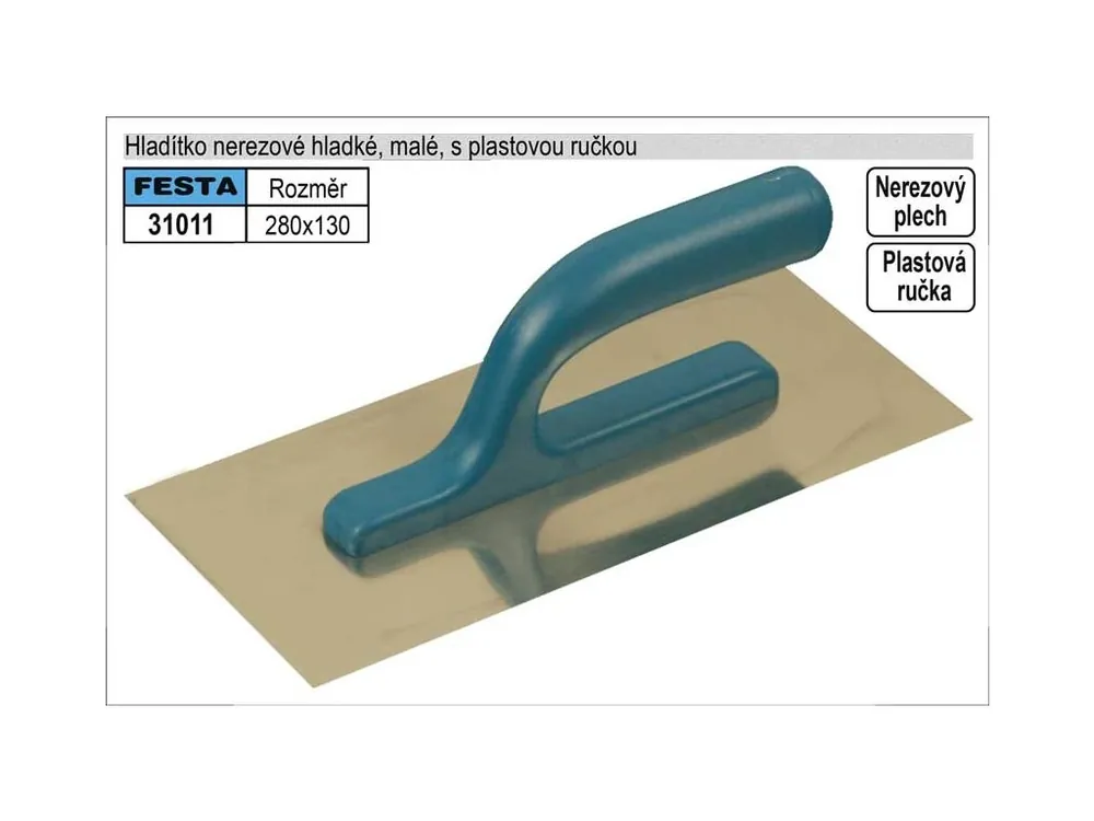 Hladítko nerezové 280x130mm s plastovou rukojetí