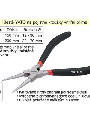Kleště  YATO na pojistné kroužky 150 mm vnitřní přímé